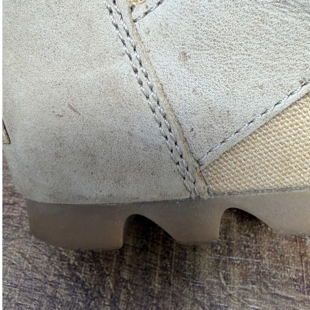 SOREL Joanie Lace Sandal Tan Suede Wedge Heel Open Toe 6